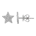 Star-shaped silver stud earrings with pave-set white cubic zirconia stones in a minimalist style - JQH0164-Silver (9mm Star)