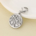 Detail of silver tree of life charm with lobster clasp on textured fabric - Round Tree of Life Pendant (KLJ6881-Z)