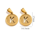 Polished 18K gold-plated stainless steel round pendant featuring a matte hollow letter K - Letter K - Gold