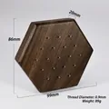 Dark walnut wood hexagonal jewelry display stand with dimensions 86x99x20mm - Style 15-0.9mm Thread / Hexagonal 0.9mm Thread