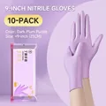 Durable plum purple nitrile gloves 9 inch length 10 pieces pack for kitchen cleaning - 9 Inch (Approx 24cm)/10 Pcs / Purple / M
