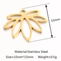 Golden fan-shaped lotus pendant in stainless steel with 15mm size specifications - Flower Petal / Gold
