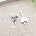 Antique silver wine glass charms for DIY jewelry making and handmade craft accessories - Red Wine Glass