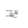 Silver 18K heart-shaped pendant with leaf texture and 15x14mm size marking - Silver Heart 03
