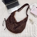 Sac hobo plissé à imprimé léopard avec bandoulière large réglable pour femmes élégantes - Marron