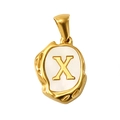 Lava design gold titanium steel necklace with letter X on white shell inlay - Letter X (SP035G-X(Single Pendant))