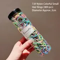 Jar of 400 colorful nylon elastic hair ties for girls with high stretch and durability - Spring Color Nylon Small (10#) / 300-Piece Set (With Jar)