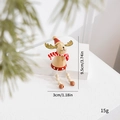 Wooden Christmas elk ornament with red hat and scarf, featuring hanging wooden bead legs - Small / Reindeer Small