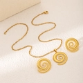 Exquisite gold spiral textured jewelry set with necklace and matching earrings - Spiral Nautilus Style (E1844-2)