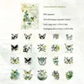 Green PET butterfly stickers set for scrapbooking featuring 20 laser gold designs - Green Mountain Butterfly Shadow