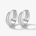 Orecchini a cerchio minimalisti in argento sterling S925 con finitura lucida su bianco - Cerchio (Est 14mm Int 10mm) / Fibbia per Orecchio Filettata Argento