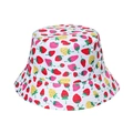 White cotton bucket hat with cute colorful strawberry print for women and students - Colorful Strawberry (Q)