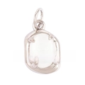 Silver copper pendant with oval white gemstone and four-claw micro-inlaid zircon - L229115-Opal White Gold