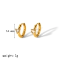 Pendientes de aro de acero inoxidable bañados en oro 18k con circonita de 14,4mm - Estilo Forma Corazón (TE6771-3) / Dorado