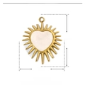 Detail view of heart-shaped sunburst pendant with dimensions 20mm and weight 1.3g - White Shell Heart