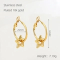 Orecchini a cerchio a stella in acciaio inossidabile placcato oro 18k, 25mm per donna - Orecchini a stella (1267)