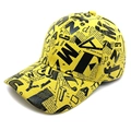 Gele graffiti honkbalpet met zwarte typografieprint en gebogen rand in streetwear-stijl - M (56-58cm) / Geel