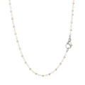 Bohemian stainless steel necklace featuring white and gold beads with silver clasp - Gold+White