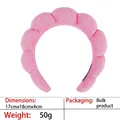 Pink plush spa headband detail showing soft fabric texture with 17x18x4cm dimensions - 5-towel-made Rose Pink Headband