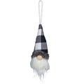 Gnomo di Natale da appendere con cappello a quadri bianchi e neri e folta barba bianca - Cappello a Quadri Nero e Bianco (Stile B)