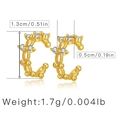 Detailed size parameters of 18K gold plated braided ear cuffs with white zircons - KE0145 Hollow Woven Zirconia