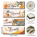 Bohemian wooden bathroom wall signs set with Relax, Unwind, Soak, Breathe text - Boho Leaves & Abstract Style (Y26Y90114_Q)
