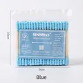 Bastoncini di cotone blu a spirale con punta in legno, confezione da 100 pezzi - Blu