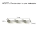 Porta incenso minimalista in ceramica bianco crema con design a onde e misure - HP1036-1W Porta incenso a onda bianco latte