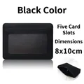 Slim black lychee leather card holder with 5 slots and transparent ID window - 8*10cm / 5 Slots Window Style / Black