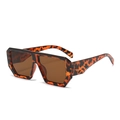Chic oversized square tortoise shell sunglasses with dark brown lenses and geometric frame - C5 Tortoise Frame Tea Lens