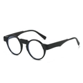 Retro round black sunglasses with thick frames and anti-blue light clear lenses - Black Frame