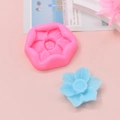 Detail showing the intricate floral texture of a pink silicone mold and its blue resin flower - Multi-Petal Flower Style (4)