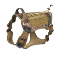 Tactical dog vest harness in woodland camo with molle system and reinforced handle - Camouflage Tactical Harness