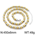 Collier à billes bicolore or et argent avec fermoir mousqueton et chaînette - Collier Bicolore (KN114414-Z)