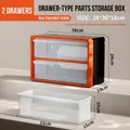 Stackable orange and black drawer parts organizer with 2 compartments for hardware storage - Orange 2 Extra Large Grids