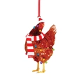 Funny Christmas chicken ornament with red hat, scarf and colorful lights for tree decor - Christmas Rooster Accessory-1