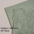 Celadon green pearlescent wrapping paper for bouquets, 50x70cm sheets set of 38 - Authentic [celadon Glaze] 50*70 Cm / 38 Sheets; Wholesale Price For Whole Boxes Is Better.