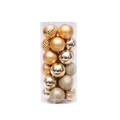 Set of golden Christmas ball ornaments with mixed textures in a clear cylindrical tube - Gold