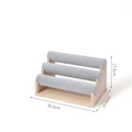 Three-tier gray velvet jewelry stand with wood base for bracelet and watch display - 30cm/3-Tier / Light Gray