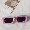 Fashionable rectangle sunglasses with vibrant pink frames and dark gray protective lenses - Pink Frame Grey Lens