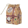 Boîte cadeau de Noël en papier kraft avec motifs Père Noël et bonhomme de pain d'épices - 2023 Maison de Noël Étiquette Ronde