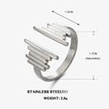 Anillo ajustable minimalista de acero inoxidable chapado en oro de 18K con diseño de líneas - Estilo de Línea Geométrica / Color Acero