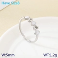 Anillo fino de plata con corazones de esmalte blanco y micro diamantes, talla 8 - US 8 / Color Acero (KR111763-KC)