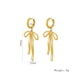 Elegant gold bow-shaped ribbon dangle earrings with precise size and weight measurements - Style 1260 Gold