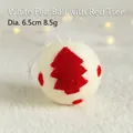 Pallina di Natale in feltro bianco 6,5cm con motivo ad albero rosso e cordino - 6.5CM Rosso e Bianco (Motivo Albero di Natale Rosso)