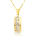 Vergoldete DNG-Initialen-Halskette mit funkelnden Zirkonia auf dem Rechteck-Anhänger - Goldene DNG-Buchstabenplatte (KP37386-K) / Gold