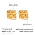 Detail view of 18K gold plated irregular wave earrings showing 2.16cm size and weight - Gold(YYE023298-G)