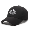 Lightweight breathable mesh baseball cap with mountain embroidery and adjustable strap - Adjustable / Black