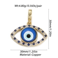 Detailed macro view showing the 30mm evil eye pendant with blue crystals and copper finish - YSN034-01 (Large Colorful Zirconia Eye)
