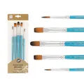 Lake blue 5-piece painting brush set with synthetic hair tips for acrylic and watercolor - 5Pcs Blue Flat HB026LS / Blue